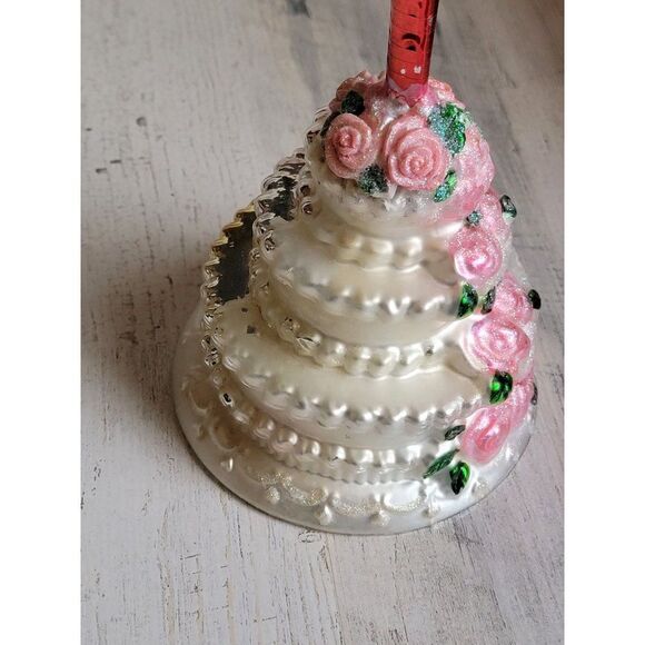 Unique blown glass wedding cake ornament tree Xmas glitter - Picture 13 of 16
